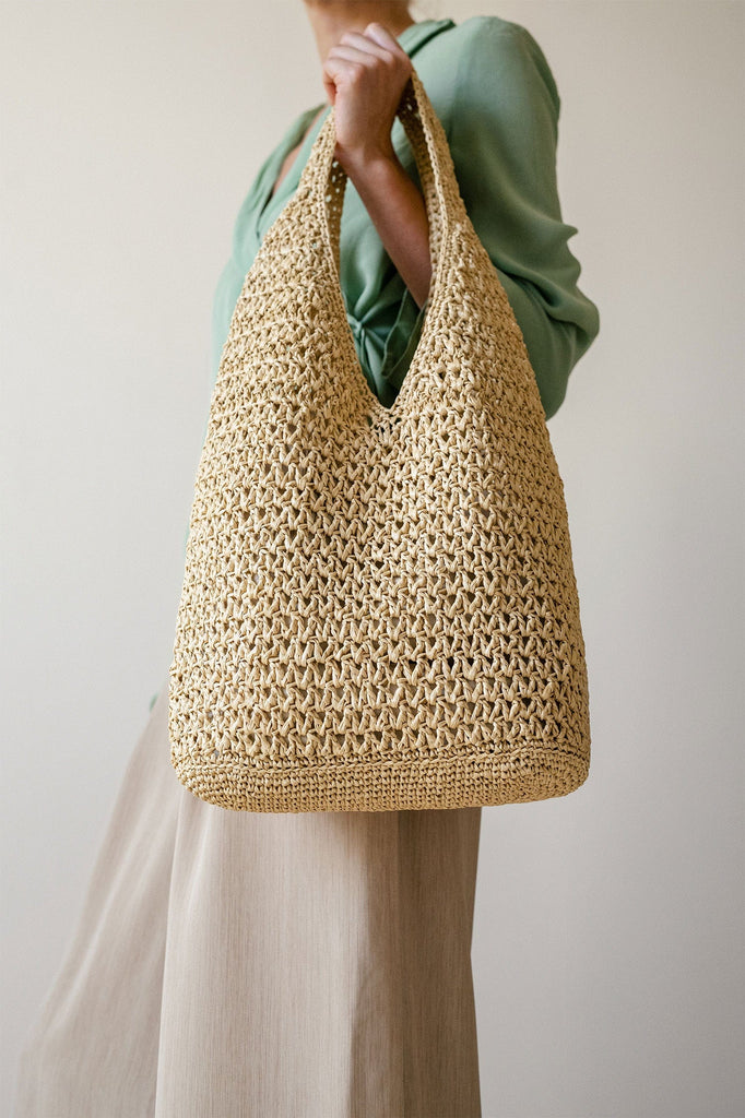 Raffia tote bag in natural