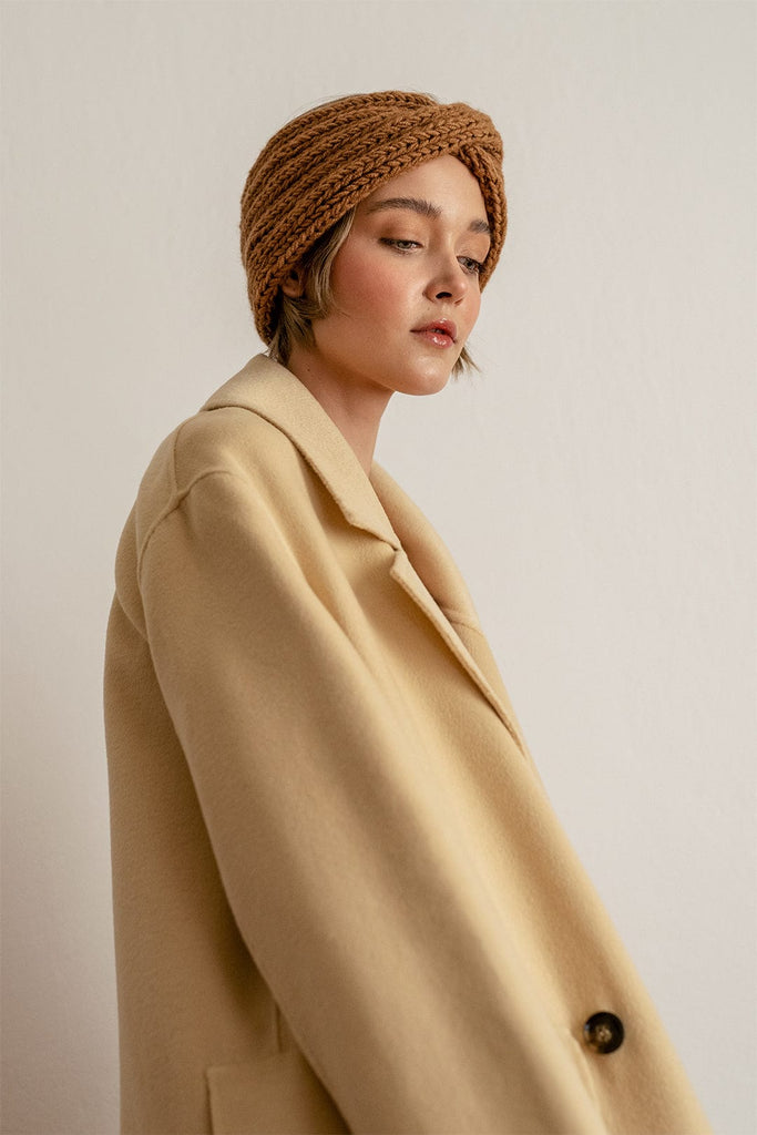 Chunky Rib Turban in Caramel - Plexida Knitwear